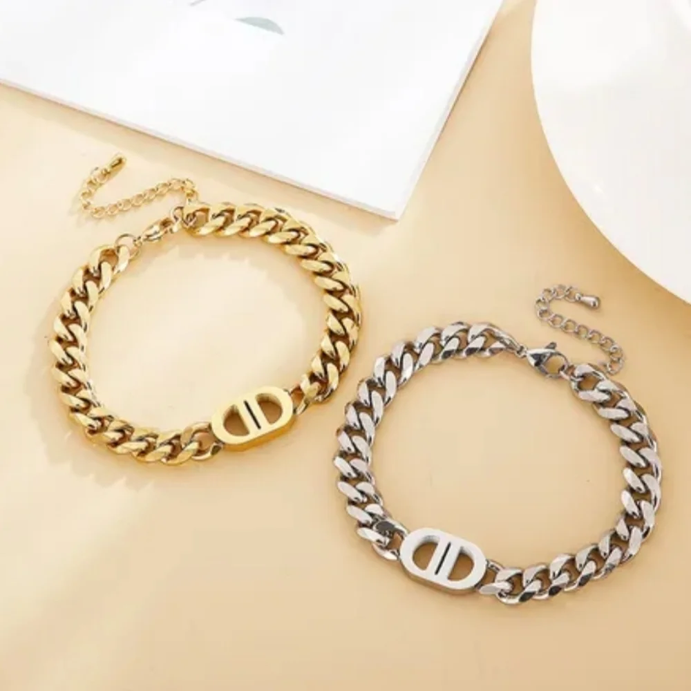 Stainless steel silver tone chunky chain bracelet new